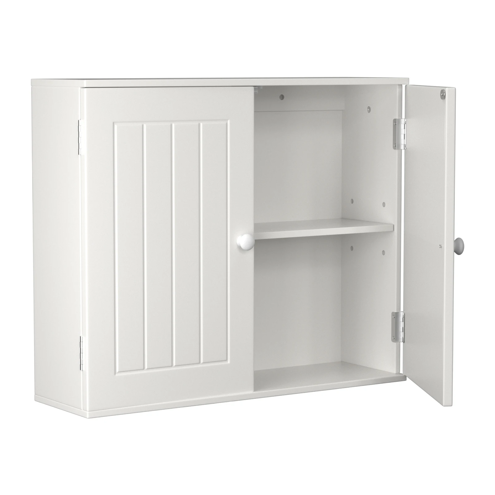 Badezimmer-Wandschrank Weiß, Wandmontiert/Bodenstehend, Schmaler Holz-Aufbewahrungsschrank, Medizinschrank