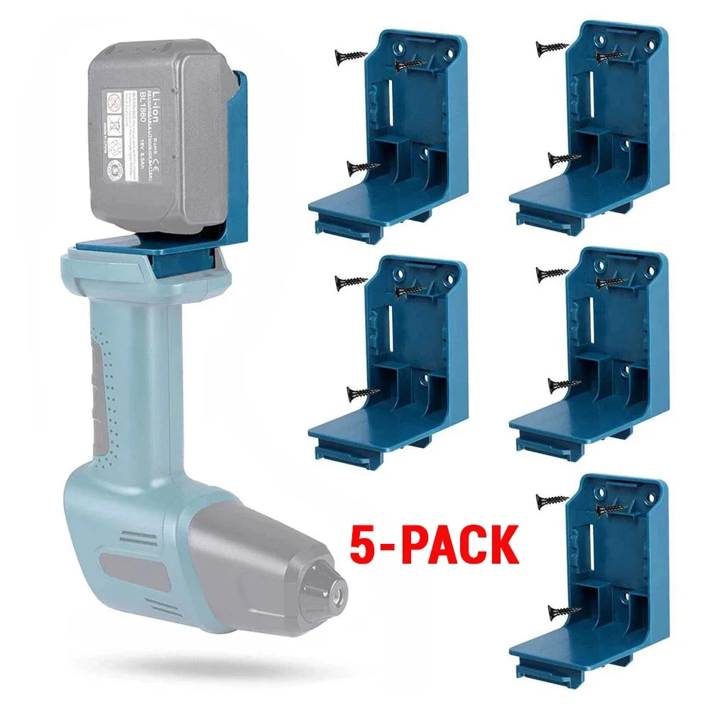 1/2/5 Stück 2-in-1 Akku-Halterung für Elektrowerkzeuge, Makita Akku-Werkzeug-Aufbewahrungsregal mit Schrauben zur Organisation Image