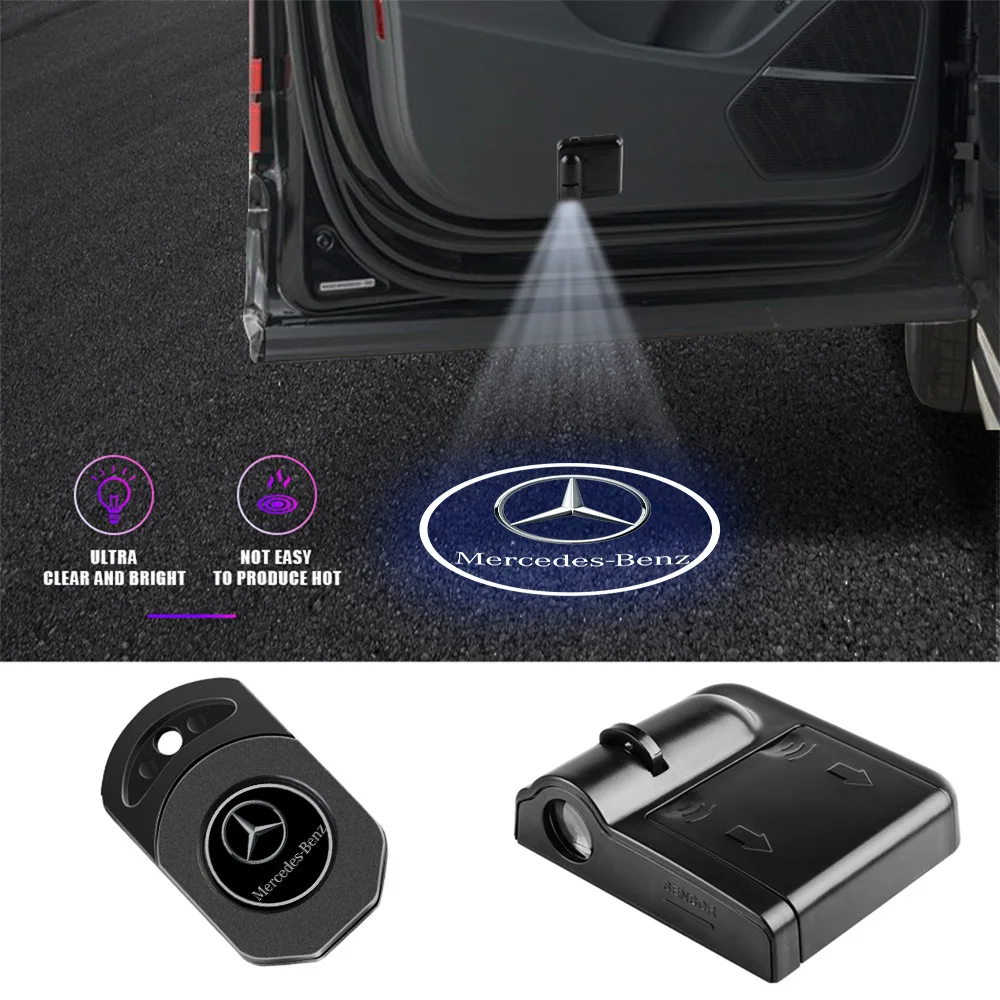 1/2 Stück LED HD Projektorlampe Auto-Tür Kabellose Willkommensbeleuchtung für Mercedes Benz B/C/E/S Klasse A Klasse C200L GLC GLE CLA CLS AMG Image