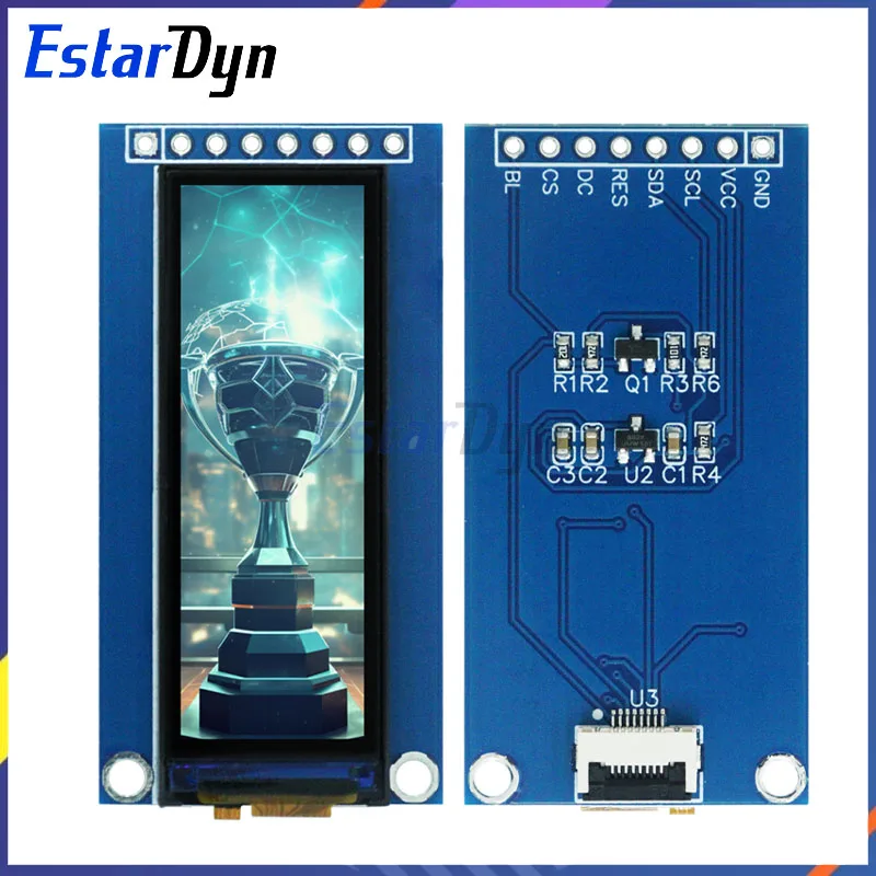 Écran LCD TFT 1.68 pouces, petit écran NV3007, écran à longue bande 142*428, angle de vue complet LCD, écran couleur SPI