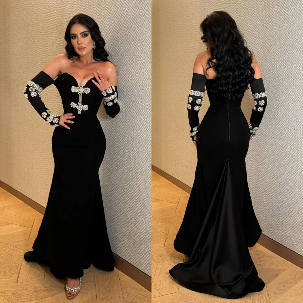 Customized Jersey Sequined Sweetheart Neck Trumpet Midi Dresses Bespoke Occasion Fashion Exquisite Matching Evening