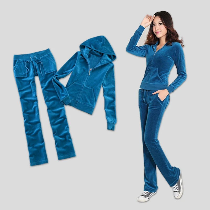 Samt-Trainingsanzug für Damen 2025, Damen-Kapuzenjacke und Hosenanzug, zweiteiliges Set, Damen-Outfit Image