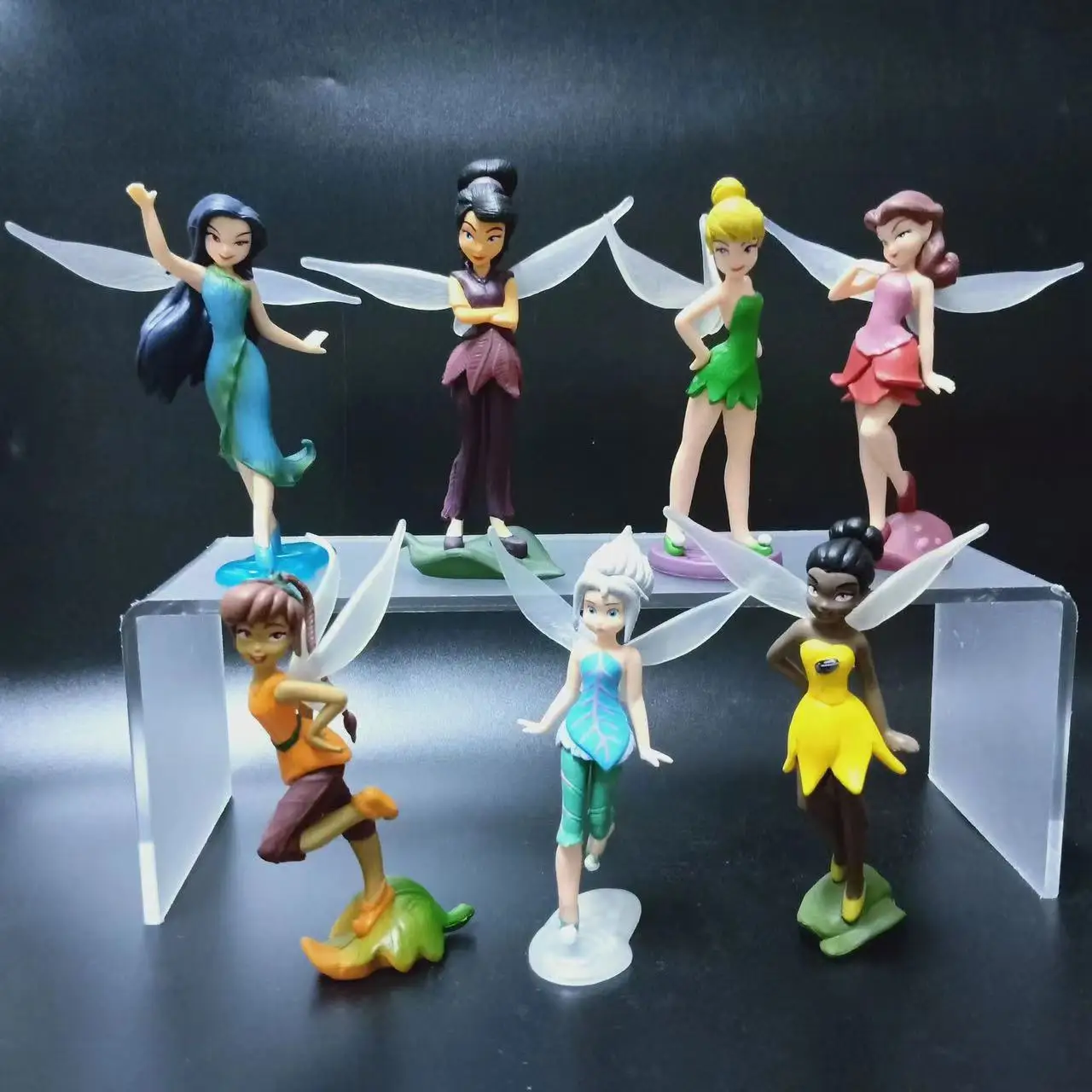 7-teiliges Set Prinzessin Tinkerbell Mini-Feenfiguren Spielzeug Kinder Animations-Cartoon-Spielzeug Mädchenpuppen Baby-Spielzeug Dekorationen Figuren