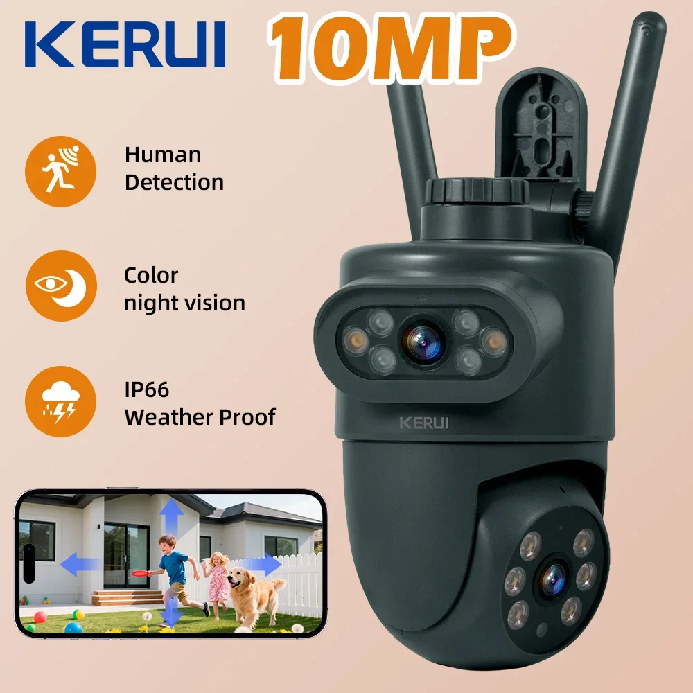 KERUI Outdoor 10MP 5K HD Dual Objektiv WiFi IP Kamera Tuya Smart PTZ Wireless Home Security CCTV Video Überwachung menschliche Erkennung Image