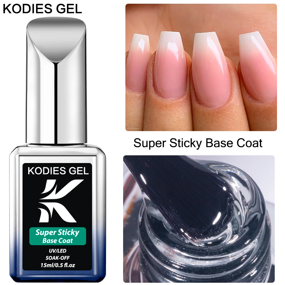 KODIES GEL Super Base Coat Ultra-sticky Base Gel Nagellack 15 ml Clear Strong Semi Permanent UV/LED Top Coat Gel Hybrid Lack Image