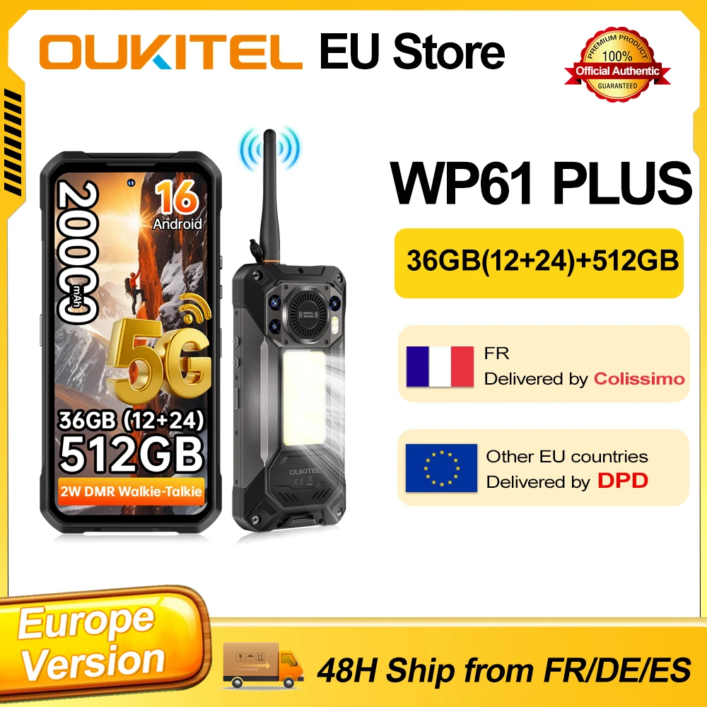 Oukitel Robustes Smartphone WP61 Plus 5G Walkie-Talkie 20000mAh Großer Akku 6,78'' Android 16 36GB (12+24) RAM+512GB ROM 108MP Kamera Image