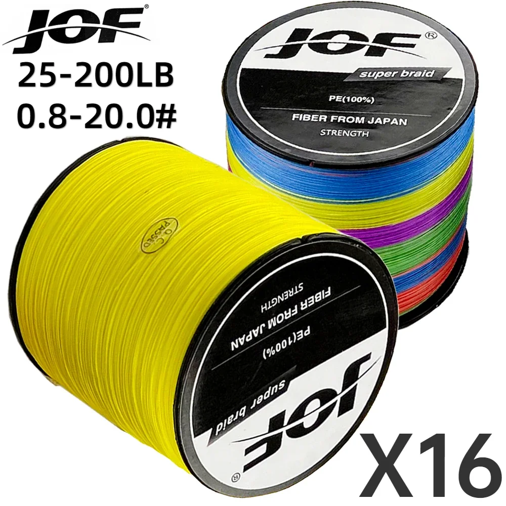 JOF X16 Superstarke geflochtene Angelschnur 100 m 300 m Multifilament-Webschnur-Test 25/32/40/55/68/80/100/125/140/161/200LBS