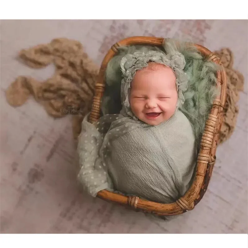 Neugeborenen Fotografie Requisiten Retro Handarbeit Gewebt Baby Rattan Korb Neugeborenen Fotografie Bett Baby Foto-shooting Möbel Accessori Image