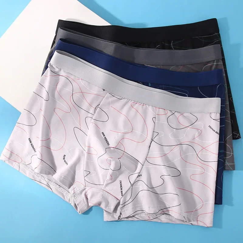 1/4 stücke Mann Boxer Gedruckt Unterhose U Konvexen Höschen Plus Größe Männlichen Mode Bequeme Shorts Herren Feste Atmungsaktive unterwäsche Image