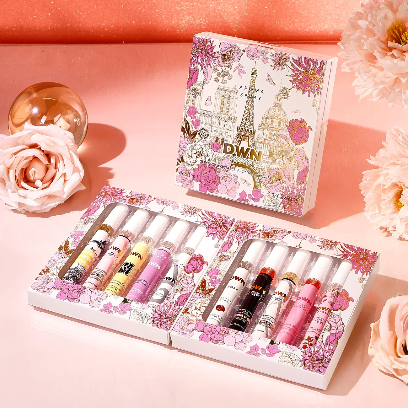 Damen 10-teiliges Alkoholfreies Duftset, Romantische Blumendüfte, Elegante Geschenkbox, Langanhaltend, Ideal für Täglichen Gebrauch & Geschenke Image