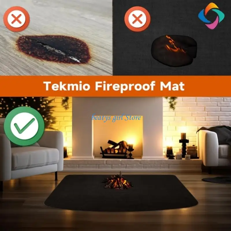 C7AB Kamin-Sicherheitsmatte, thermische Barriere, Glasfaser-Silikon-Konstruktion, hitzebeständiges Design für Herd, Grill, Image