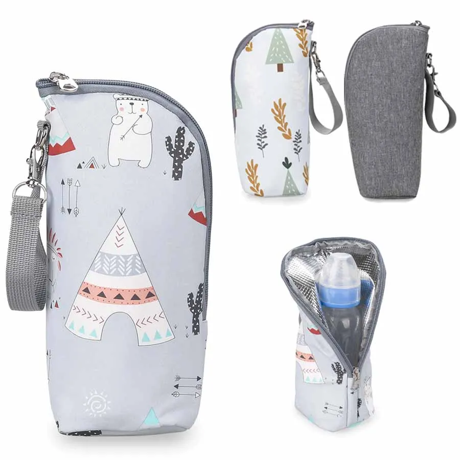 Baby flasche Wärmer Tasche tragbare Säuglings flasche Aluminium folie Isolierung Ausflug Kinderwagen Hänge tasche für Aufbewahrung becher Image