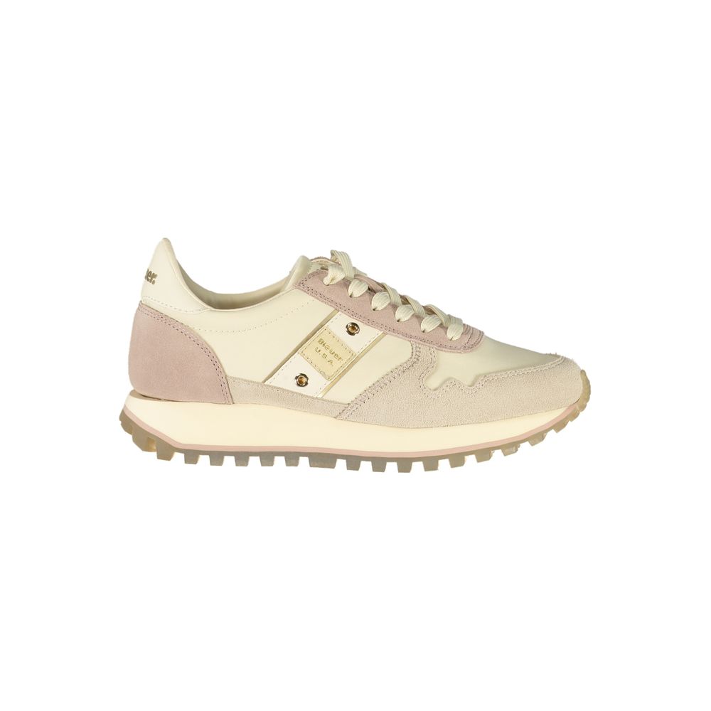Blauer Beige Leder Damen Sneaker EU 38
