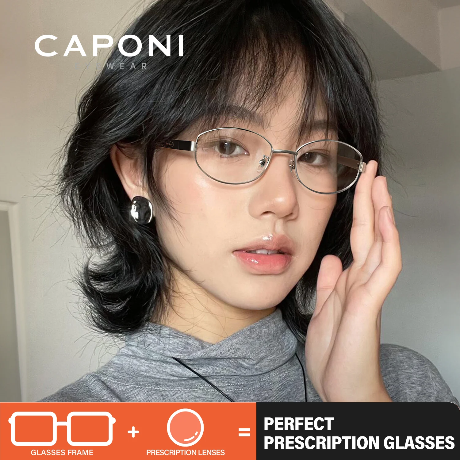 CAPONI Rezept Frauen Myopie Gläser Licht Acetat Progressive Gläser Photochrome Anti Blau Licht Lesebrille PJ34008 Image