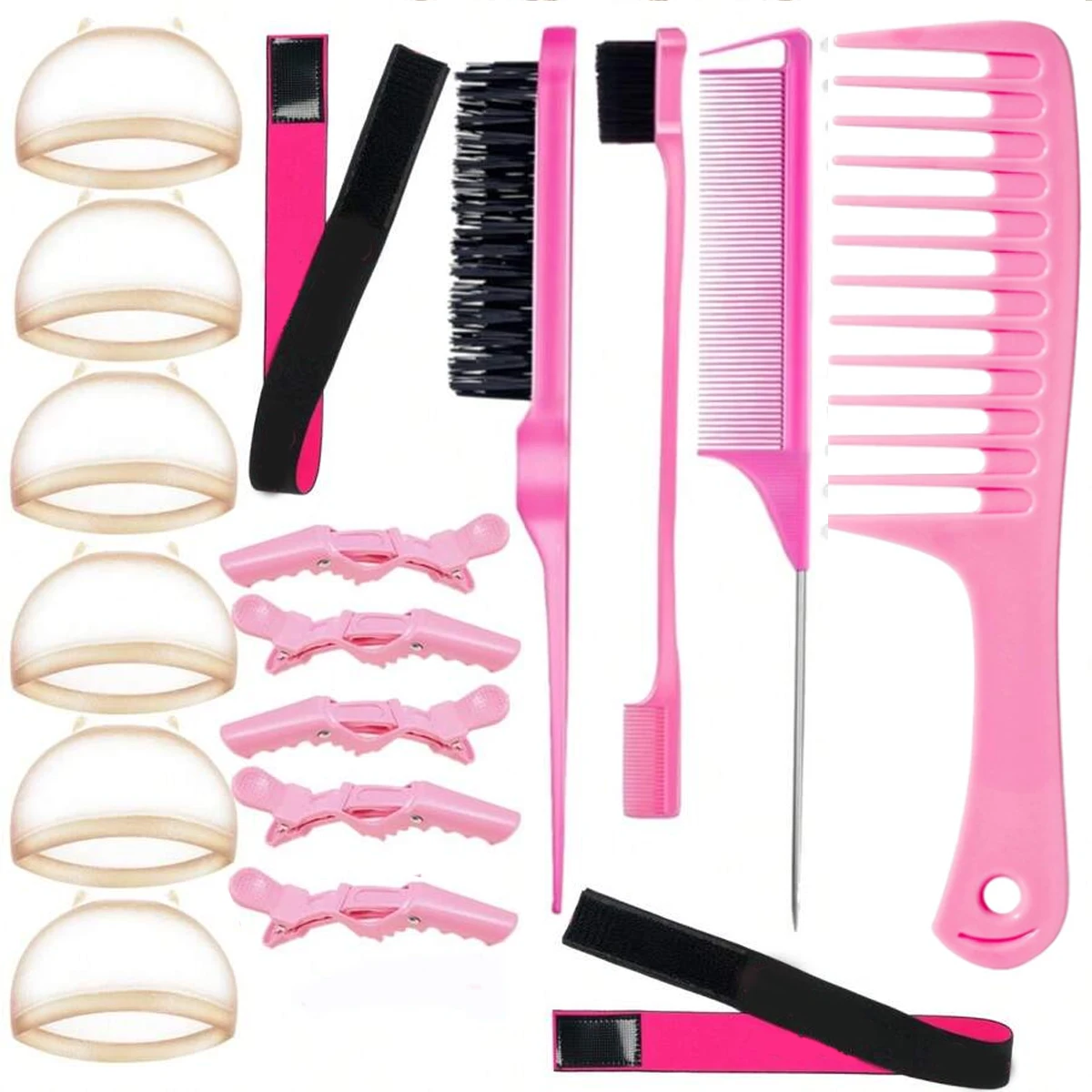 Elastische Haarbänder-Set, Perücken und Lace Frontals mit Rattenschwanzkamm, Kantenbürste, Schmelzband zum Fixieren der Kanten und zur Sicherung im Platz Image