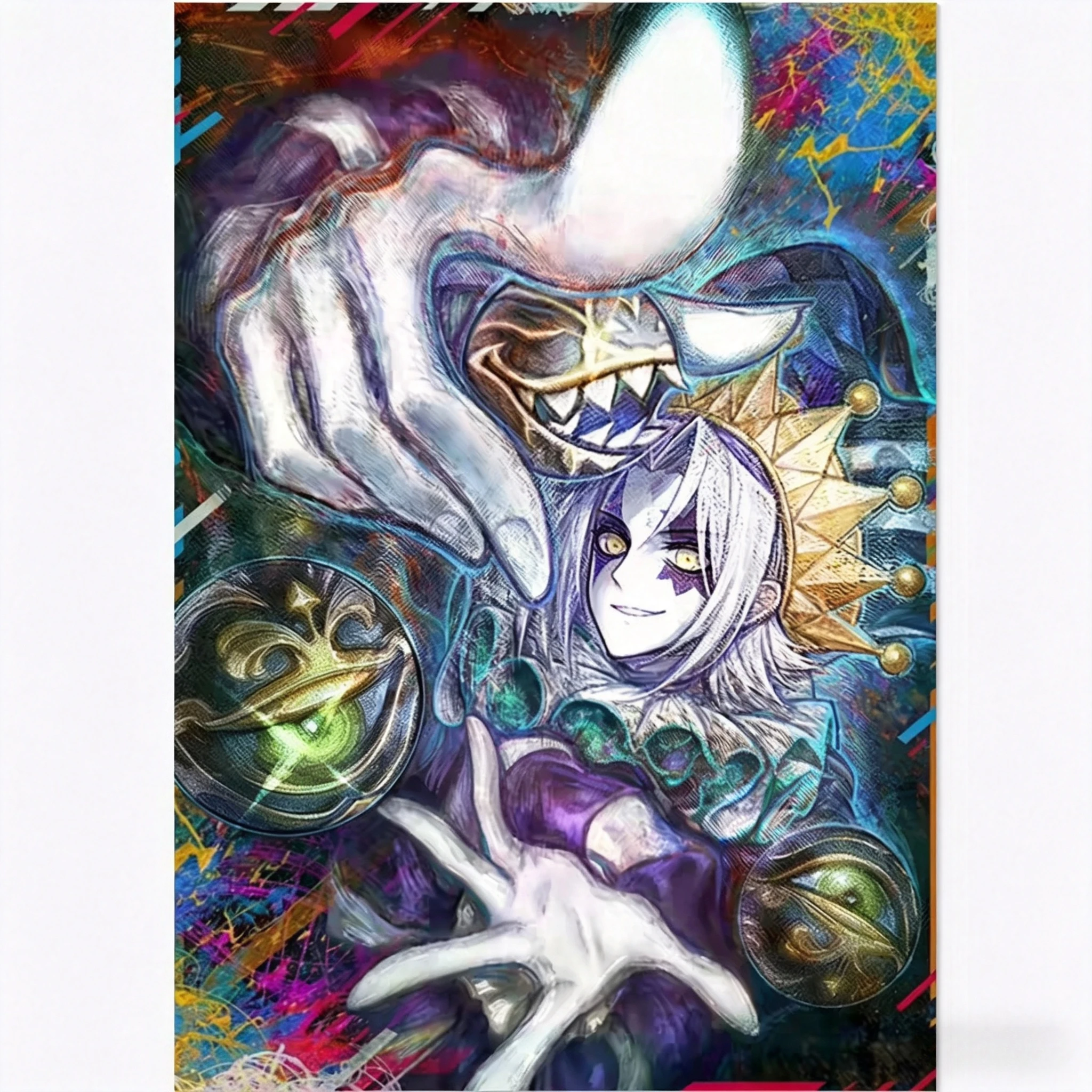60 Stück Yugioh Clown Clan Whiteface Kartenhüllen Yu-Gi-Oh! TCG OCG Sammelkarten Glanz-Schutzhülle Image