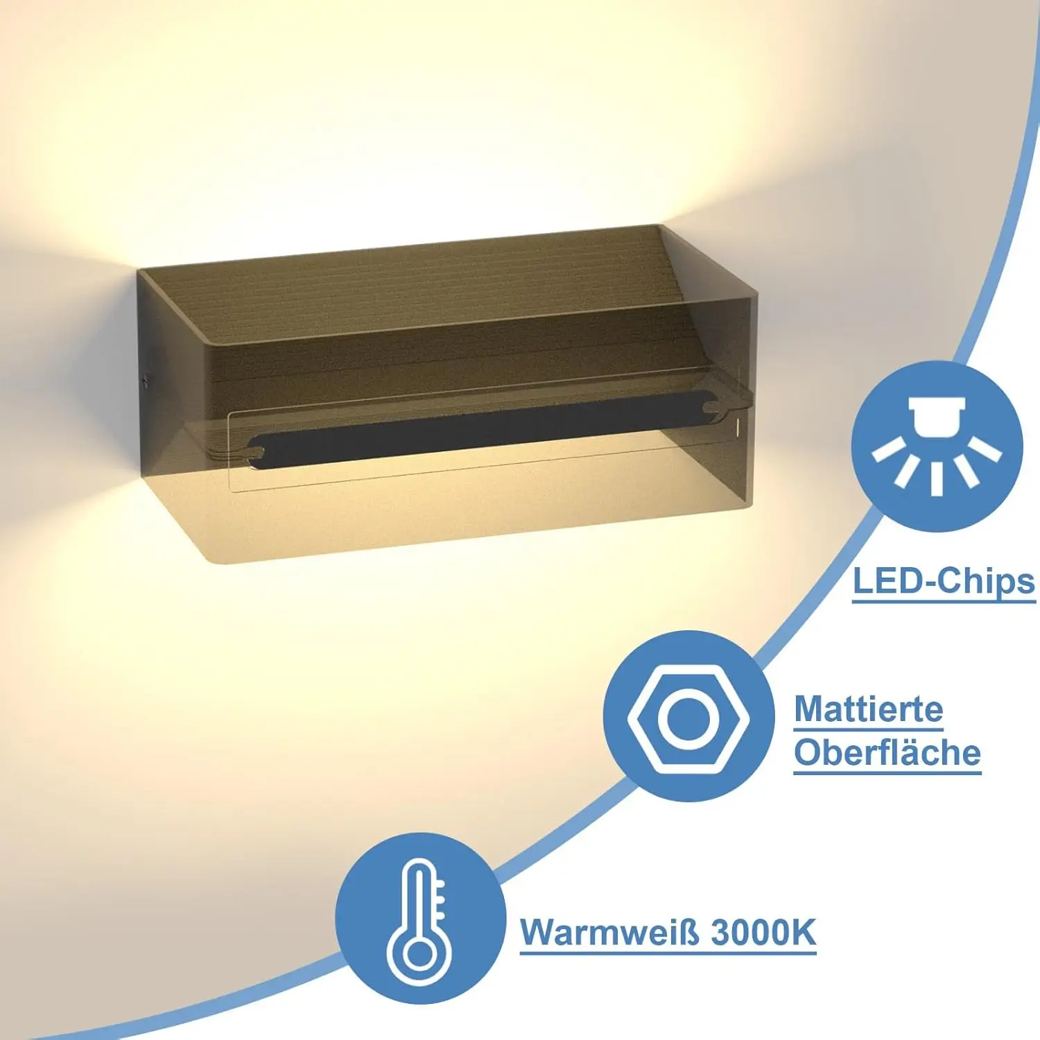 LED Wandlampe innen Wandleuchte Schwarz: 2er Set Up Down Wandstrahler Flurlampe Wand 5W Wandbeleuchtung Modern Treppenhaus Wandlicht für Flur ‎Wohnzimmer Schlafzimmer Esszimmer