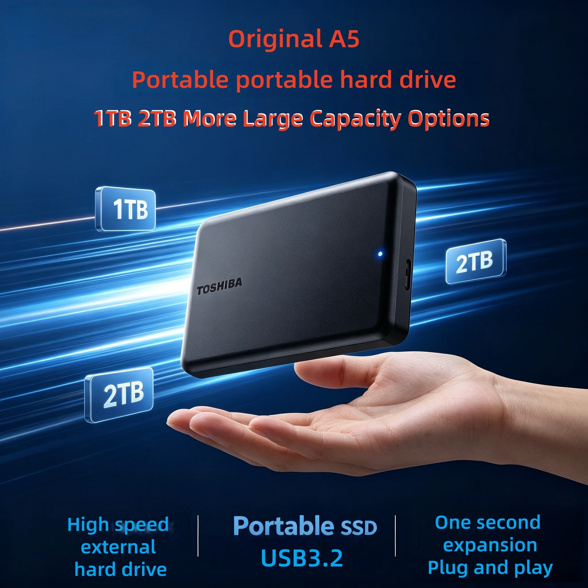 Für Toshiba A5 Serie 2,5-Zoll externe tragbare Festplatte USB 3.2 Ultra High Speed Extern für Laptop Interner Speicher MAC Image