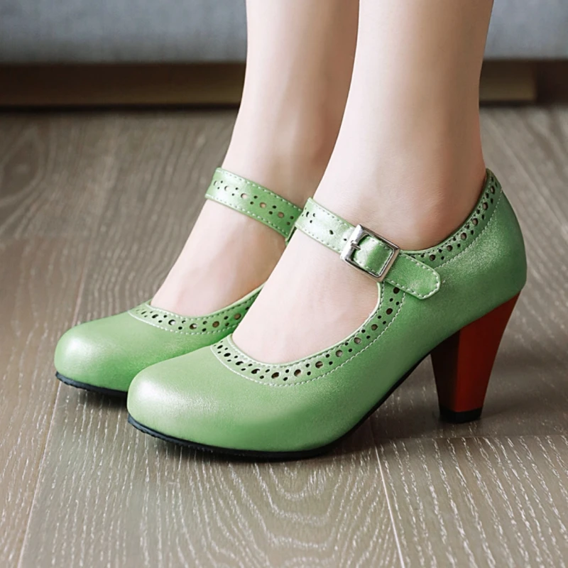 Elegante lila nackte grüne High Heel Damen Pumps Mary Janes Schuhe große Größe 45, lässige Party-Büro-Hochzeitsschuhe für Damen, bequem