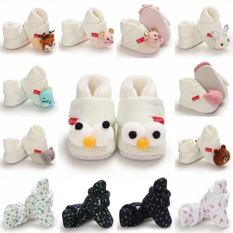 Neue Winter-Babyschuhe mit niedlichem Cartoon-Motiv und weicher Sohle für Neugeborene, Jungen und Mädchen im Alter von 0–18 Monaten Image