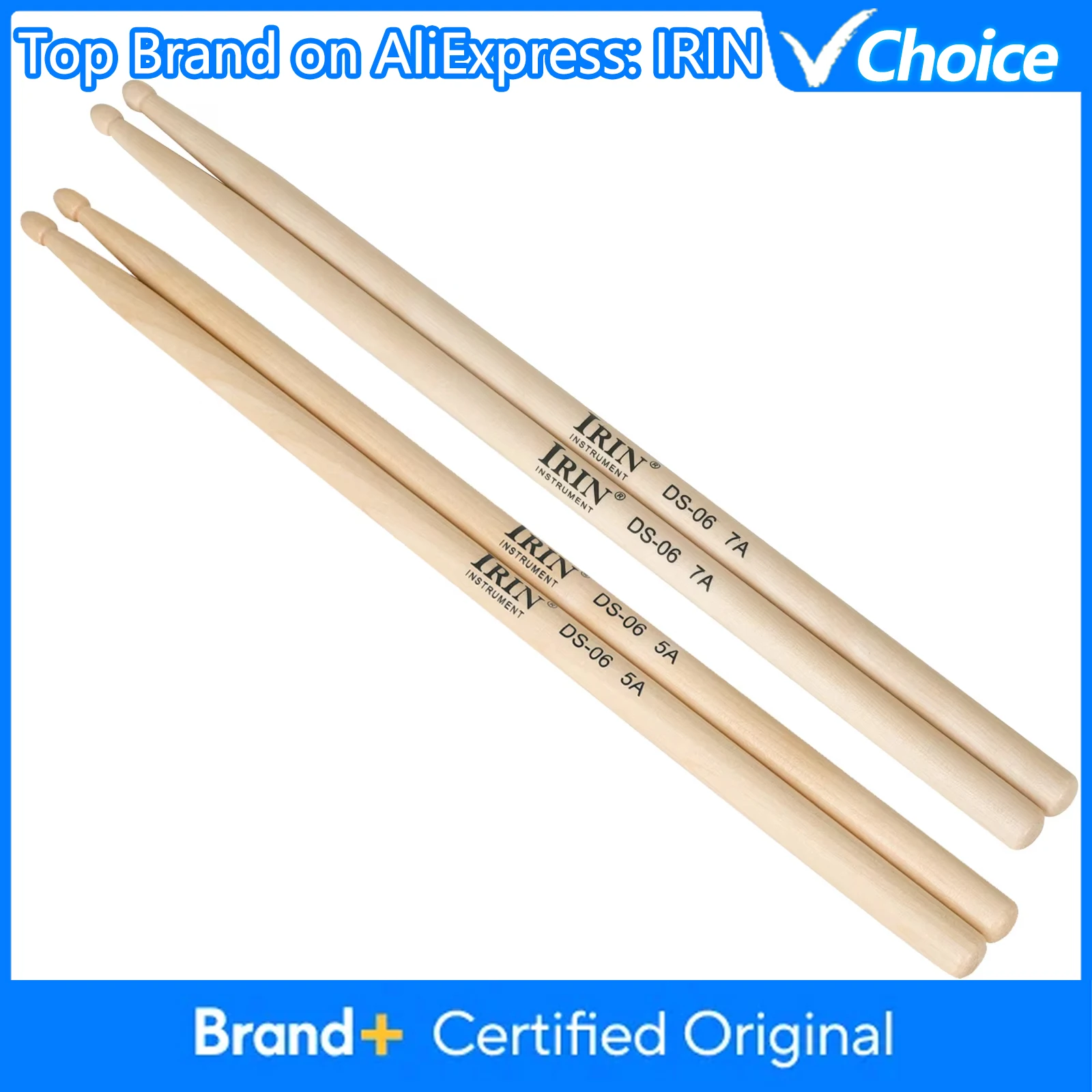 IRIN DS-06 Drum Sticks Ahorn Drumstick 5A 7A Trommel Schlägel Professionelle Holz Percussion Musical Instrument Zubehör Teile Image