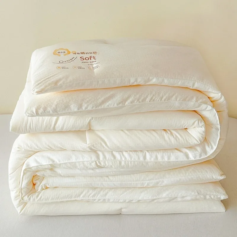 2025 new solid color soybean fiber quilt for household quilt thickened spring and autumn warm quilt available in all seasons