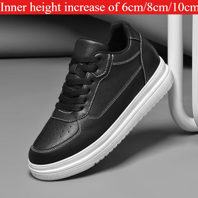 Neue Unsichtbare Höhenerhöhende Schuhe für Herren, 6CM-8CM-10CM Sportschuhe, Weiße Leder-Sportschuhe für Herren, Vergrößerte Größen 36-46