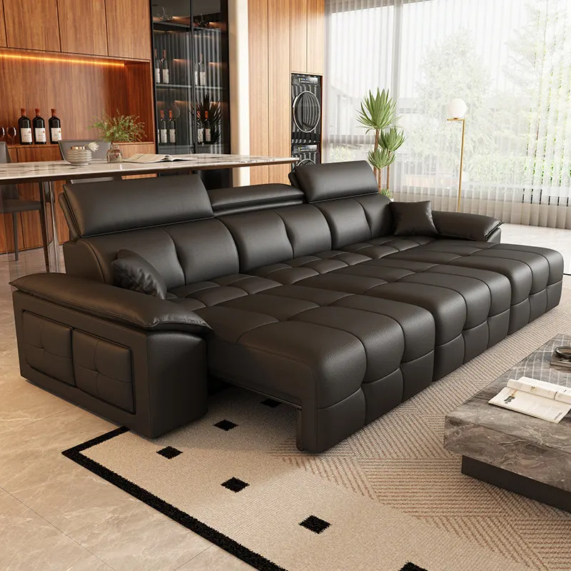 Luxuriöses modernes Lawrence Elektrisches Ausziehbares Multifunktionales Ledersofa Wohnzimmer-Sofas und Sitzgarnitur Schlafsofa Wohnmöbel