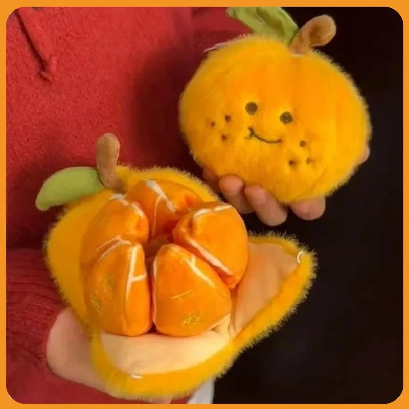 Kreatives Abziehbares Orangen-Plüschtier Niedliche Simulierte Lebensmittel-Schlüsselanhänger Rucksack-Anhänger Weiche Stoffpuppe Geburtstagsgeschenk für Kinder Image