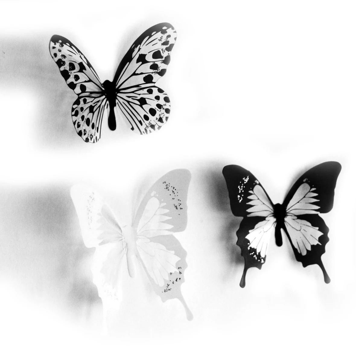 18 Stück 3D Schmetterling Wandaufkleber DIY Heimdekoration (Schwarz & Weiß) Schmetterling Wandsticker 18 Stück 3D Schmetterling Wandsticker