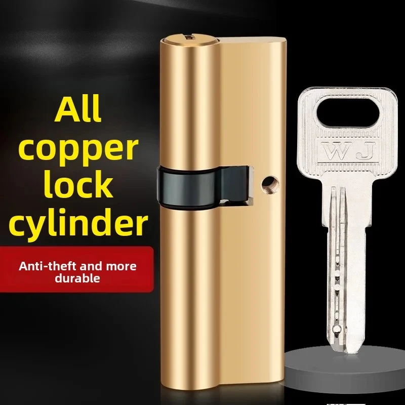 Diebstahlsicherer Messing-Türschlosszylinder mit AB-Schlüsseln, verlängerter Sicherheitskern für Eingangstüren, 65mm-100mm Längenoptionen, Hardware