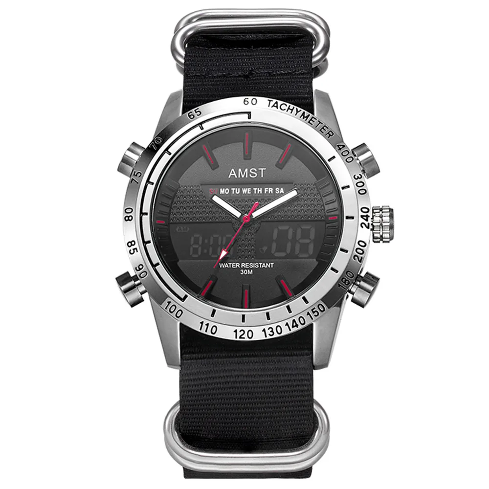 AMST Edelstahl Mode-Sportuhr Multifunktionale Stahlband-Herrenuhr für Business und Elektronik Image