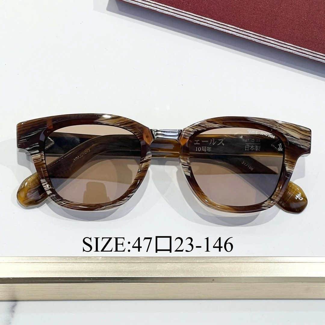 Jules 10th Neue Japanische Handgefertigte Eckige Sonnenbrille mit Titanbrücke, Dickem Acetat, UV400, Retro-Klassiker zum 10-jährigen Jubiläum, Unisex Image