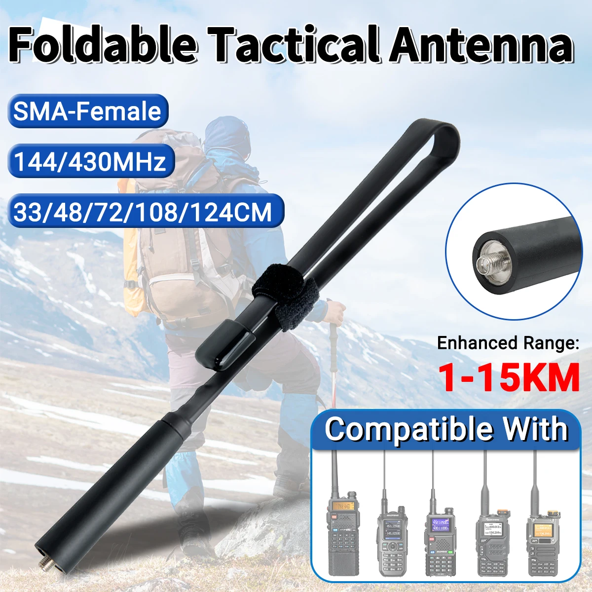 Walkie Talkie CS Taktische Antenne SMA-Buchse Dual Band High Gain Faltbar für Baofeng UV-K6 UV-5R BF-888S UV-5RH Quansheng UV-K5 Image