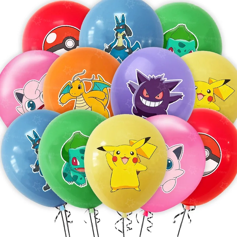 Pokemon-Luftballons, Geburtstag, Pikachu-Figur, Partyzubehör, 12 Zoll, Latexballon, Partygeschenke, Raumdekoration, runde Kugel, DIY-Dekorationen Image