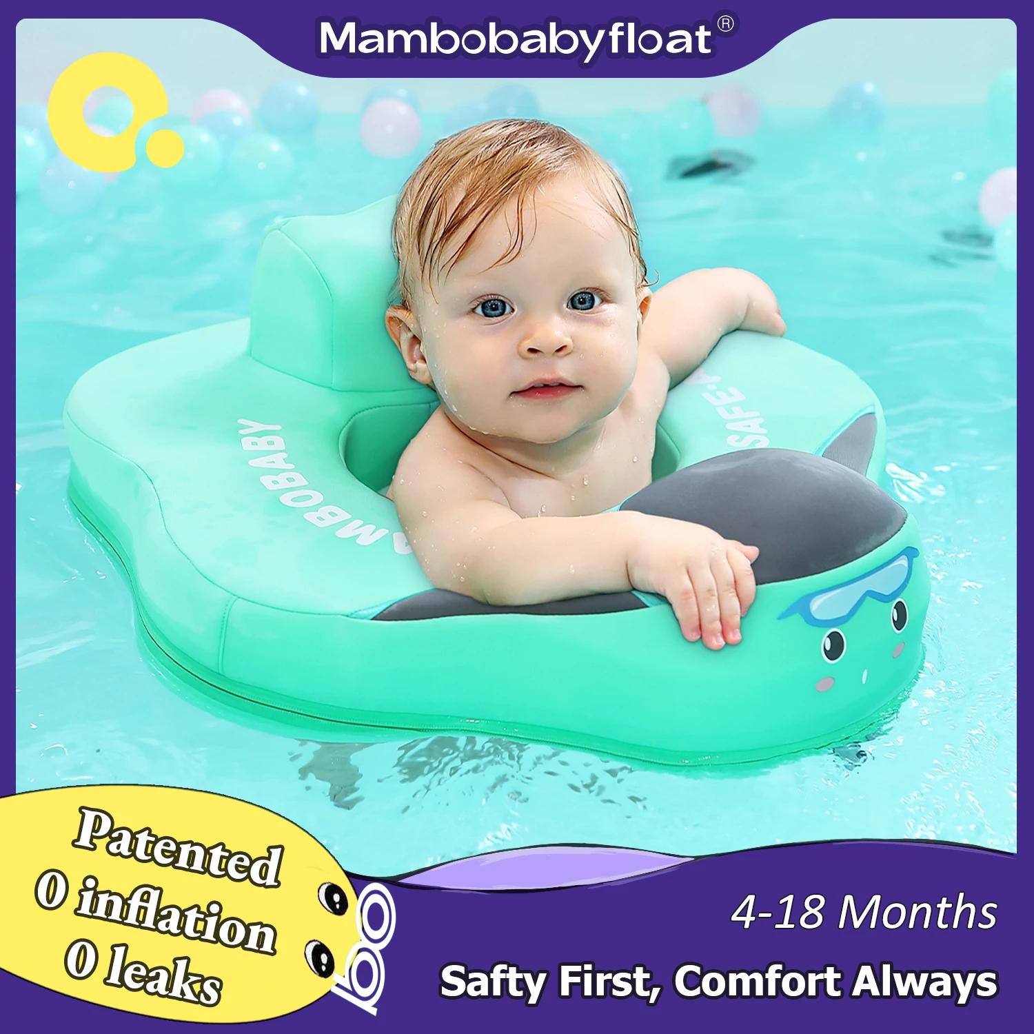 Mambobaby Baby float mit Sitz große schwimmen ring für infant Keine Inflation pool zubehör 6-18-24 monate pool spiel spielzeug Image
