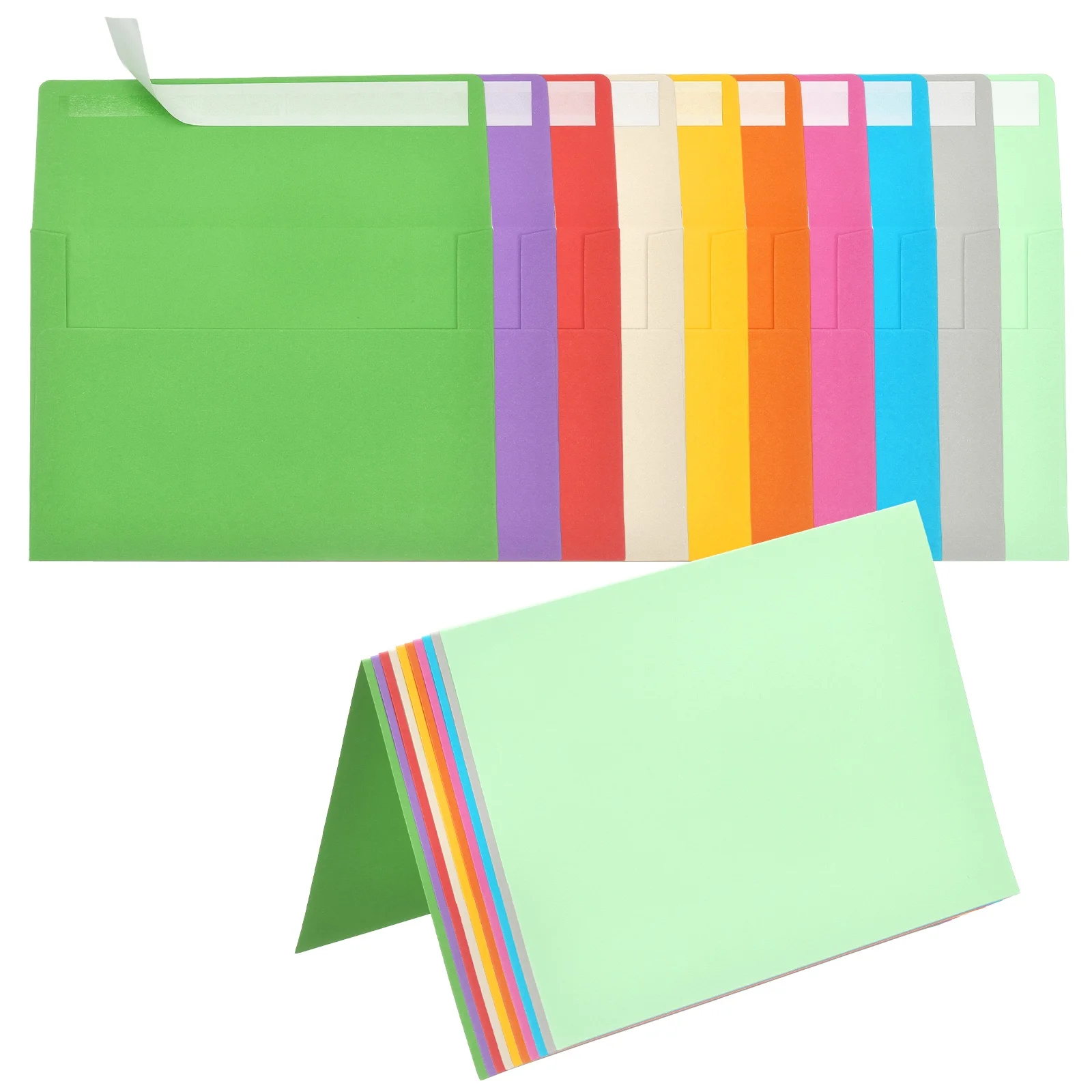 50er-Set A7-Umschläge mit gefalteten Karten, selbstklebende Papierumschläge mit gefalteten Kartonkarten für Grußpartys, Hochzeitseinladungen Image