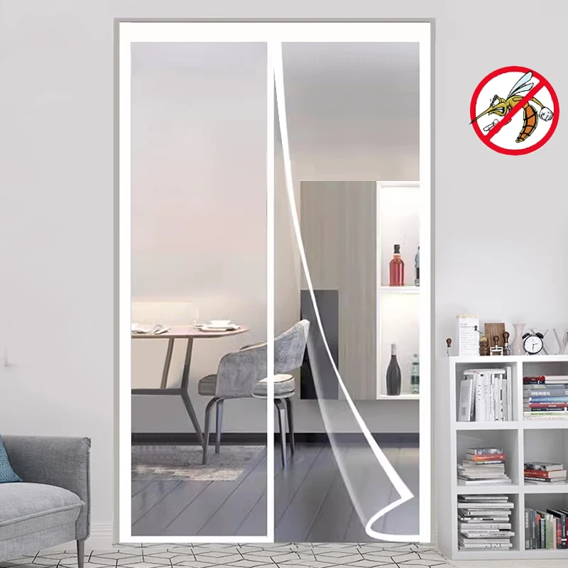 Magnetisches Moskitonetz, Größe anpassbar, unsichtbar, selbstklebend, für Küche, Wohnzimmer, Innenbereich, Türvorhang, Mosquitera Image