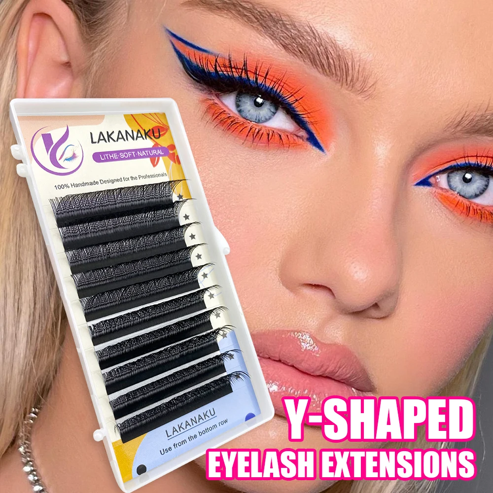 Lakanaku Y Lashes Zilien und Volumen brasilianische falsche Wimpern liefert YY Cilios Faux Nerz Wimpern Y-Form Wimpernverlängerung Image