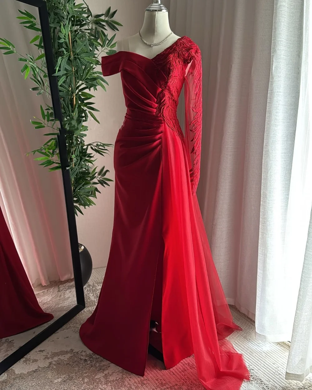 Customized Sparkle Jersey Pleat Sequined Mermaid One-shoulder Long Dresses Bespoke Occasion Fashion Pastrol
