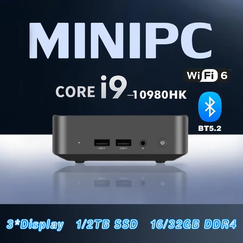 Portable Mini PC Core i9-10980HK Gaming Mini PC Windows 11 Pro 16GB/32GB DDR4 1TB 2TB M.2 SSD WiFi 6 BT5.2 Desktop Computer