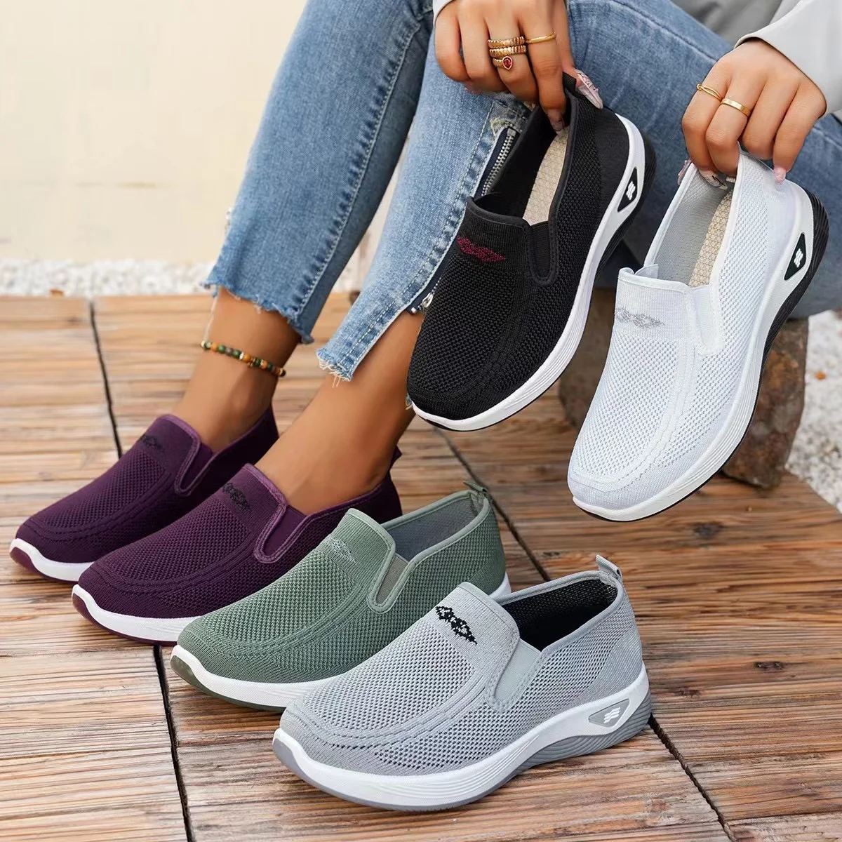 Damenschuhe, Freizeitschuhe für Damen, mit atmungsaktivem Mesh, nicht zu den Füßen ermüdend, leichte und bequeme Freizeitschuhe