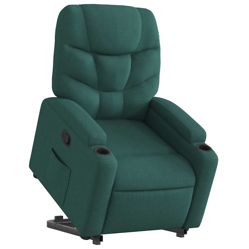 vidaXL Relaxsessel mit Aufstehhilfe Dunkelgrün Stoff Image