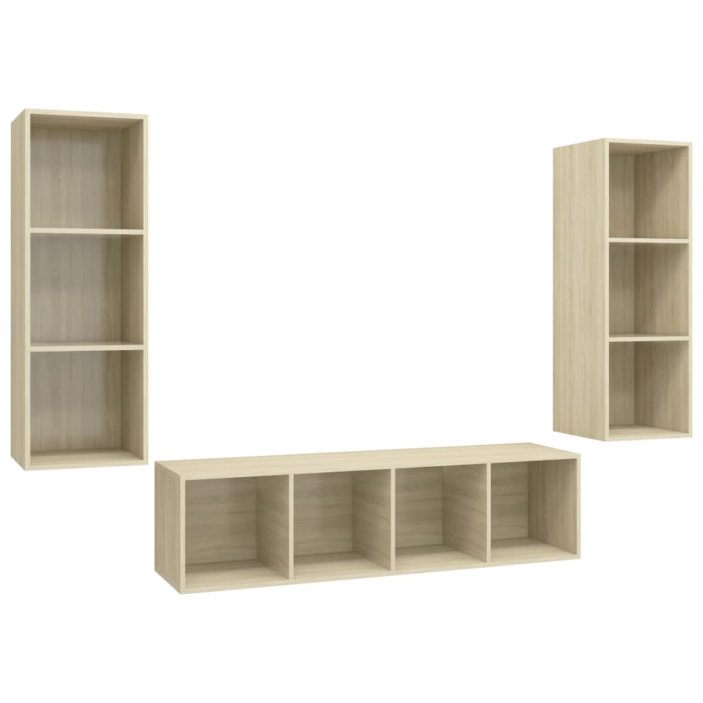 vidaXL 3-tlg. TV-Schrank-Set Sonoma-Eiche Holzwerkstoff Image