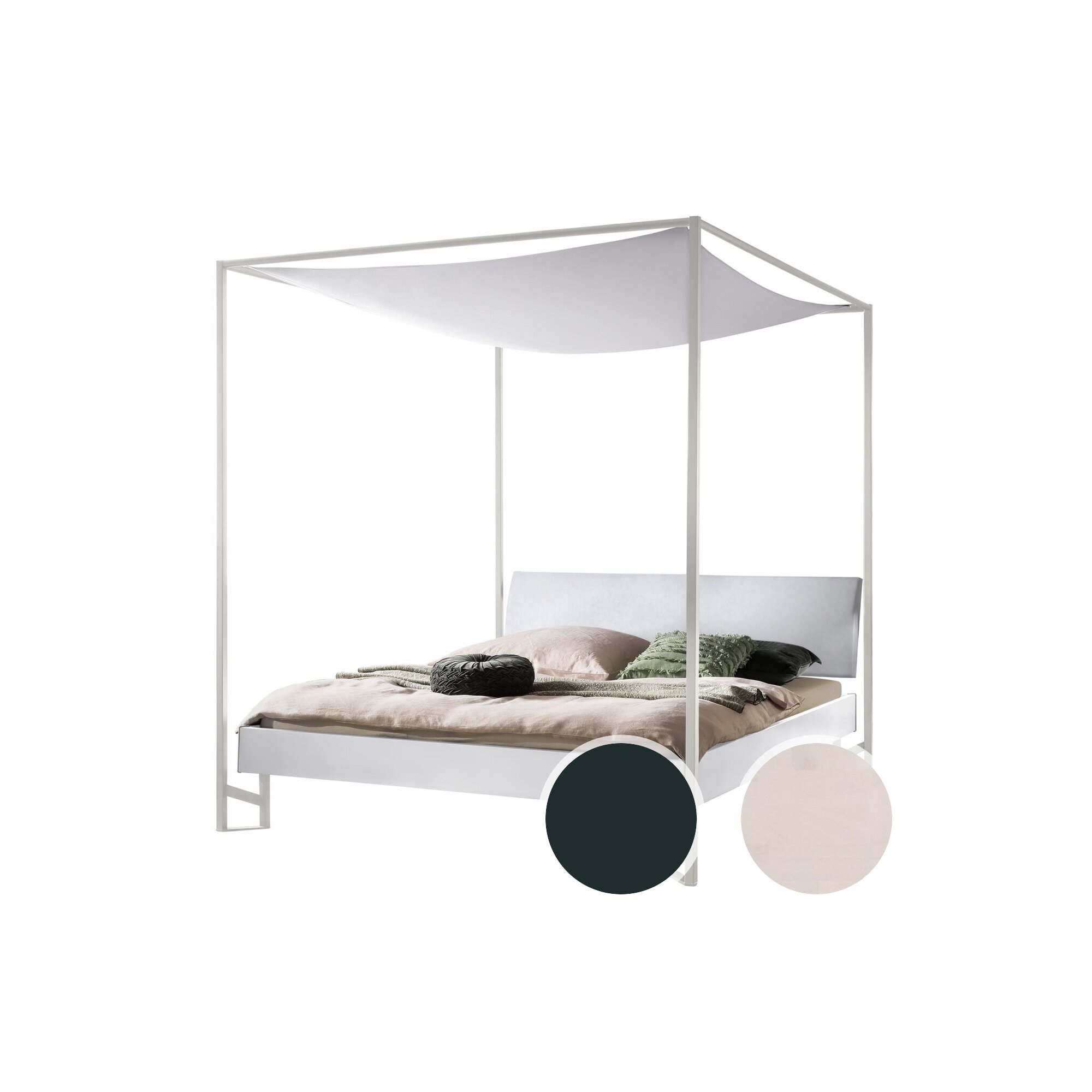 Hasena »Velino« Himmelbett 140x200 cm / Eiche sägerauh natur / Kul smoke / Anthracit