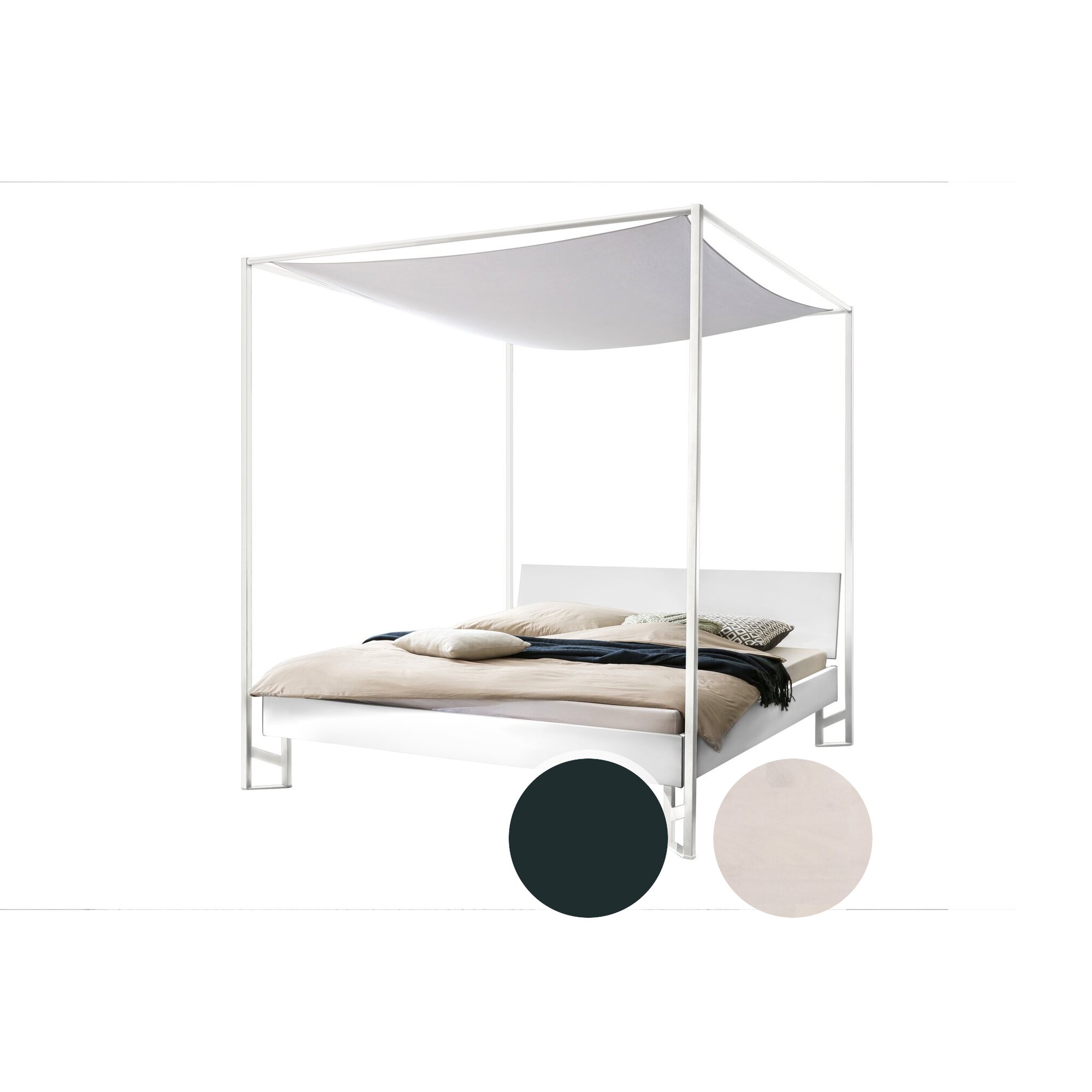 Hasena »Veluna« Himmelbett 160x200 cm / Beton Nachbildung / Anthracit