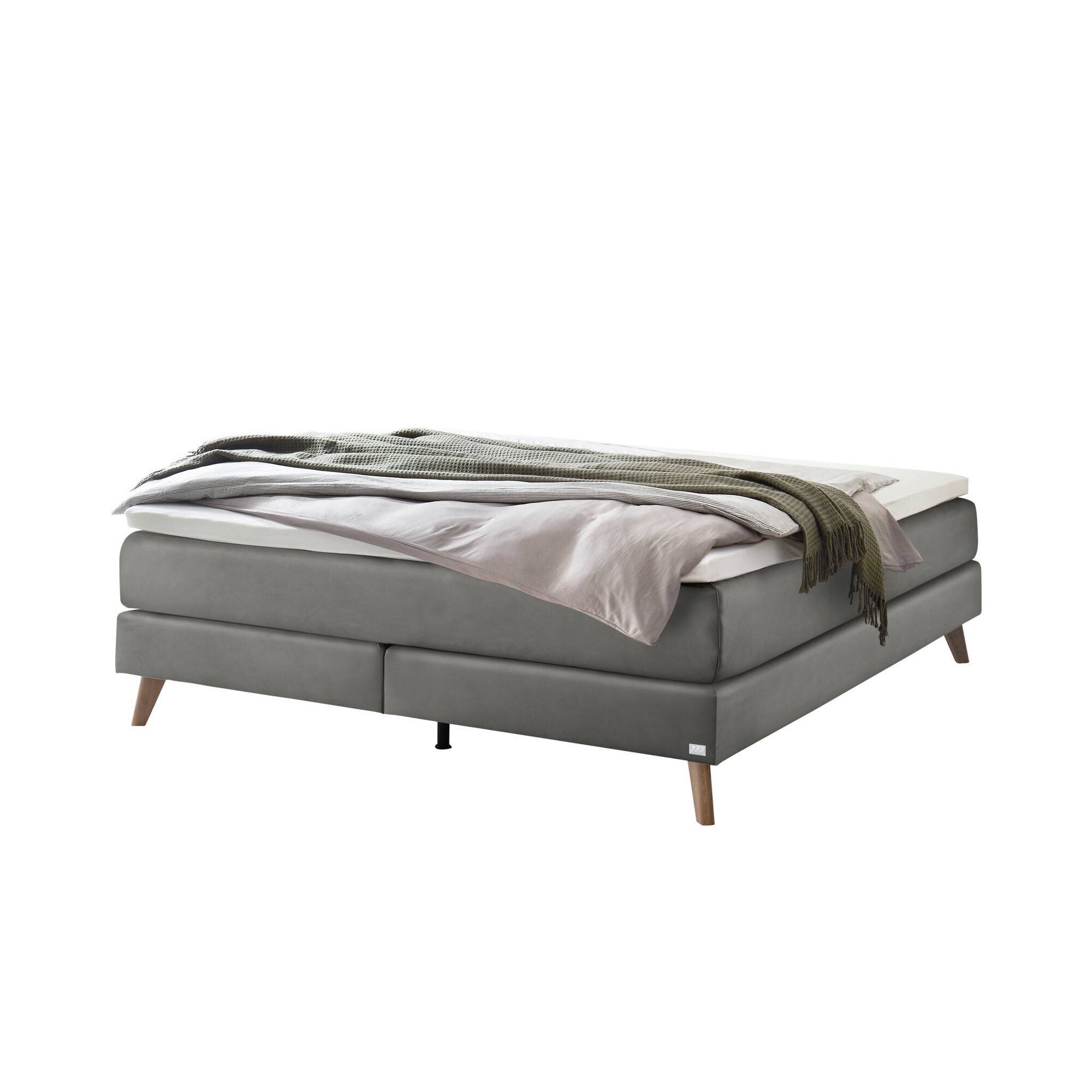Hasena »Beatriz« Boxspringbett 160x200 cm / Pace light grey / Bezug Matratze/Box nicht abnehmbar, Bezug Topper abnehmbar / Glamour-Top / Bezug Image