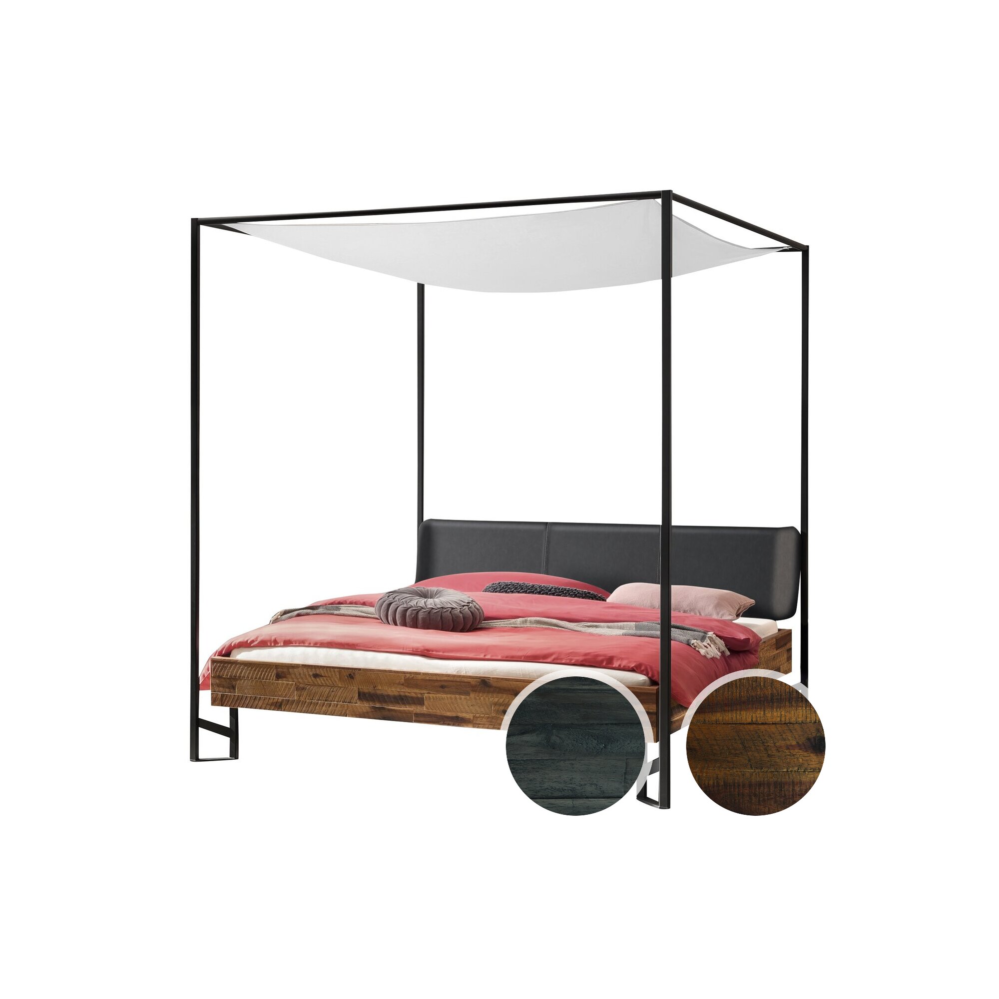 Hasena »Bogina« Himmelbett 180x200 cm / Akazie Vintage grey, lackiert