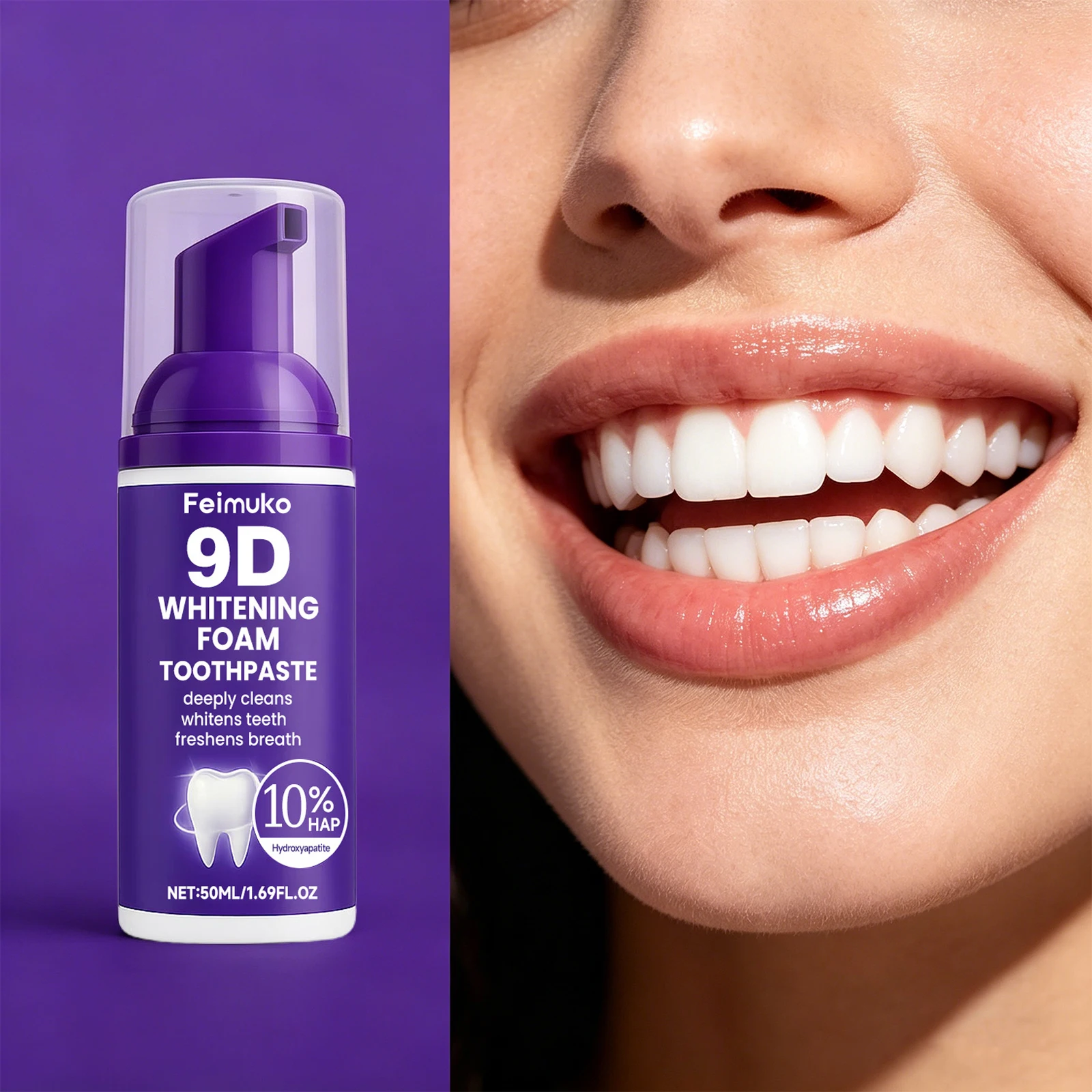 9D Whitening Schaumzahnpasta 10% HP Tiefenreinigung Frischer Atem Beseitigt Mundgeruch Zahnfleckenentferner Mundpflege Image