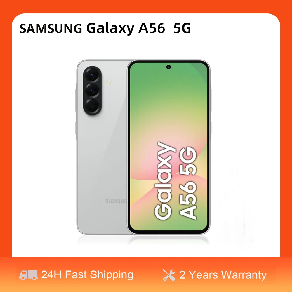 Smartphone Samsung Galaxy A56 5G 100 % Original Écran Super AMOLED 6,7 pouces 120 Hz Charge 45 W Batterie 5000 mAh Taux de rafraîchissement 120 Hz Appareil photo 50 MP Smartphone Android 8 Go de RAM
